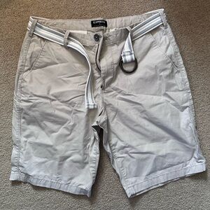 Express Men's Gray Flat Front Shorts with Belt